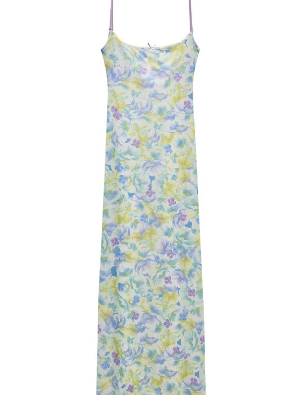 Pastel Floral Maxi Slip Dress in Blue and Yellow - Unbranded